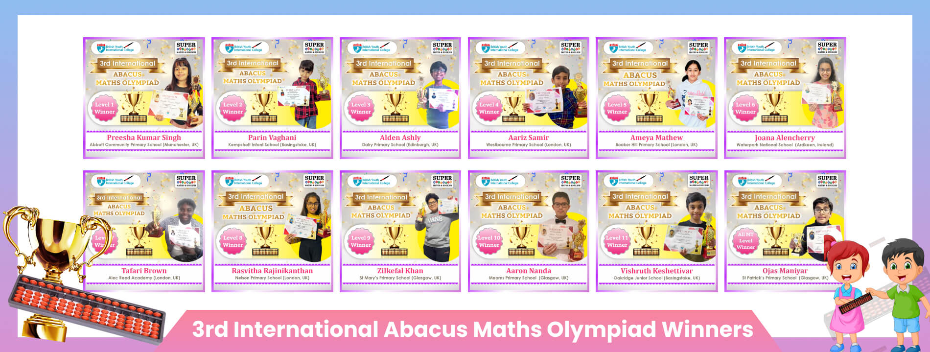 3rd International Abacus Maths Olympaid Winners